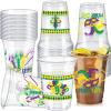 Mimorou 100 Pcs Mardi Gras Party Plastic Cup 12 oz Mardi Gras Fleur De Lis Jester Hats Beads Mask Feather Lobsters Thick Clear Cup Disposable Table Decorations Party Favor view 1