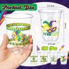 Mimorou 100 Pcs Mardi Gras Party Plastic Cup 12 oz Mardi Gras Fleur De Lis Jester Hats Beads Mask Feather Lobsters Thick Clear Cup Disposable Table Decorations Party Favor view 3