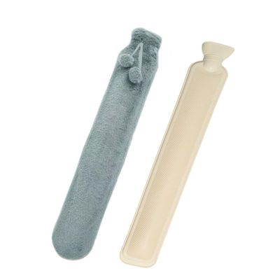 76cm Extra-Long Hot Water Bottle with Plush Cover - 2L Large Capacity Heating Pad for Full Body Warmth, Bed Warming & Pain Relief (Pink & Gray)