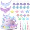 Glavatrix 34 Pcs Mermaid Cake Topper Under The Sea Cake Decorations With Mermaid Tail Seaweed Shells Starfish Ball Birthday Party Supplies for Baby Shower Birthday Gift view 1