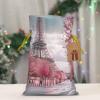 Ruzoap Christmas Burlap Gift Bags with Drawstrings, Paris Street Eiffel Tower Pink Floral - Christmas Treat Candy Bags for Holiday Party Wrapping Xmas Present - Small view 4
