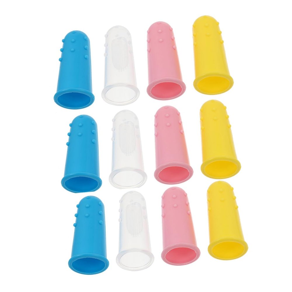 CATIEBYE 12Pcs Silicone Finger Toothbrush for Double-Sided Tooth Cleaner with Soft Bristles and Gum Massage Safe and Comfortable Oral Care for Boys