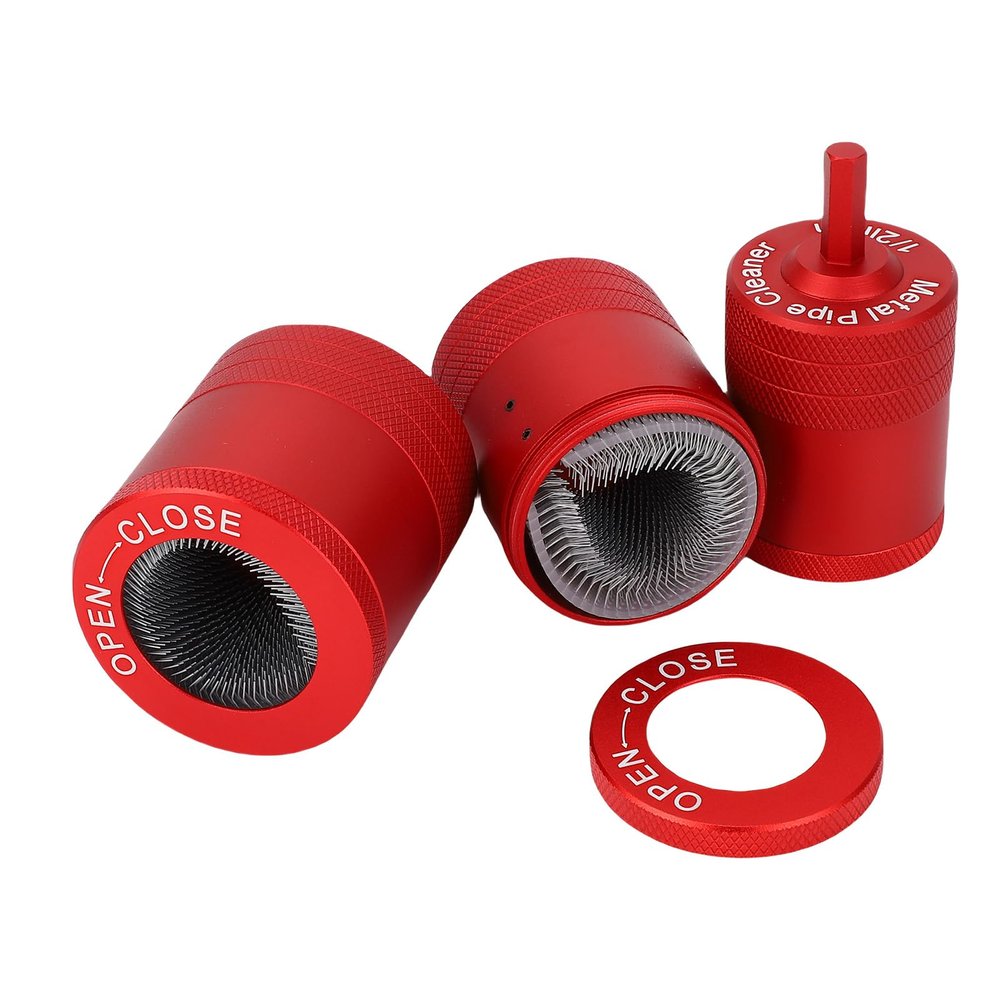 Cryfokt 3Pcs Metal Copper Pipe Cleaner, 1/2in 3/4in 1in Power Drill Copper Tube Cleaner with Non Slip Thread, for Professional Plumbers and Industrial Purposes, Easy to Install