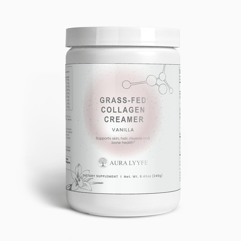 Aura Lyyfe Vanilla Collagen Creamer Grass-Fed & Hydrolyzed Types I & III Collagen with MCT Oil | Beauty & Vitality Support for Skin, Hair & Joints | Made in USA