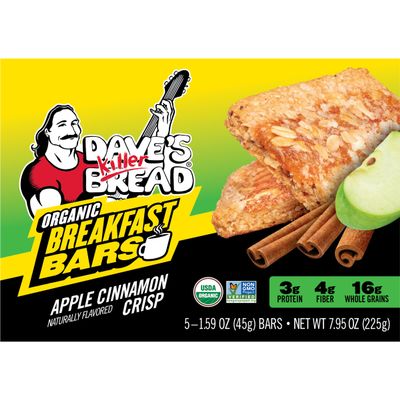 Dave's Killer Bread Apple Cinnamon Crisp Naturally Flavored Organic Breakfast Bars, 5 Count