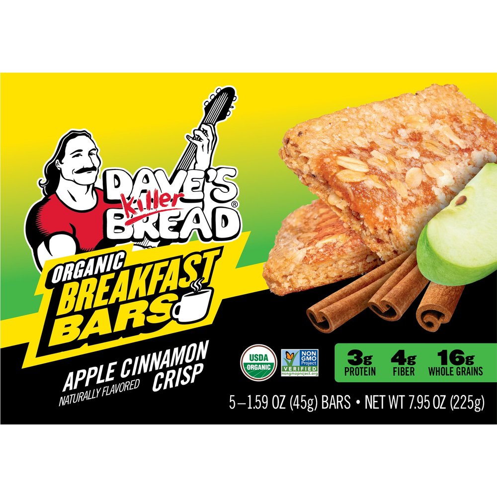 Dave's Killer Bread Apple Cinnamon Crisp Naturally Flavored Organic Breakfast Bars, 5 Count