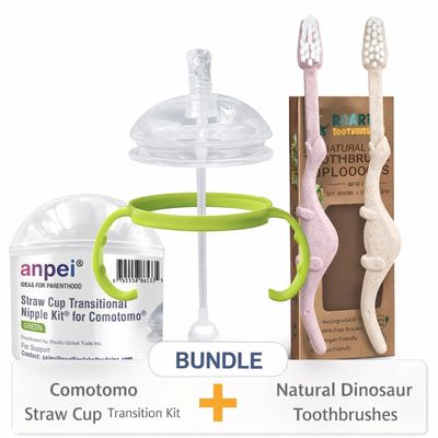 ANPEI Eco Kids Toothbrush + Straw Sippy Cup Kit | Oral to Feeding Growth Bundle for Toddlers
