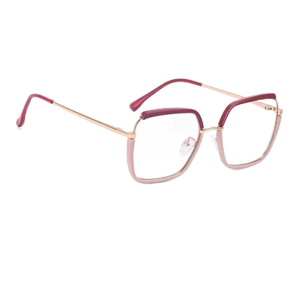 LARAKVEAKV Oversized Reading Glasses Full Rim Computer Reading Glasses Square Presbyopic Glasses Pink For Stylish Ladies, 1.0(Pink,3.0x)