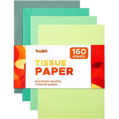 160 Sheets Green Tissue Paper for Gift Bags Bulk, 20"x14" - Acid Free Wrapping Tissue Paper for Crafts, Party Decors for Saint Patrick's Day, Birthday, Wedding, Christmas