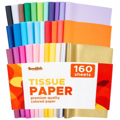 160 Sheets Colored Tissue Paper Bulk, 20"x14", 32 Vibrant Colors - Include Gold Silver - Acid Free Wrapping Tissue Paper for Gift Bags Art Crafts, Party Decors for Valentine, Birthday, Wedding, Xtmas