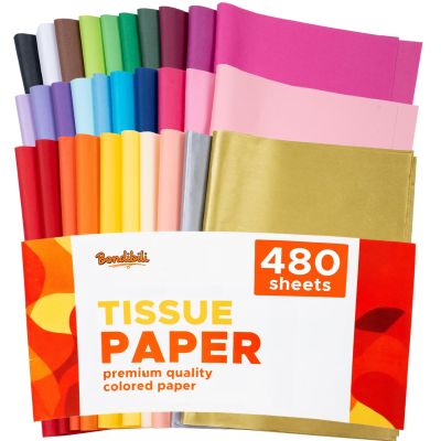 480 Sheets Colored Tissue Paper Bulk, 20"x14", 30 Vibrant Colors - Include Gold Silver - Acid Free Wrapping Tissue Paper for Gift Bags Art Crafts, Party Decors for Valentine, Birthday, Wedding, Xtmas