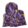 Aglebo Moon Leaf Pumpkin Purple Orange Reusable Christmas Gift Bag Set with Drawstring 16" x 12" Xmas Treats Bags Funny Design for Party Birthday Xmas Presents Wrapping Bags (1 Pack) view 1