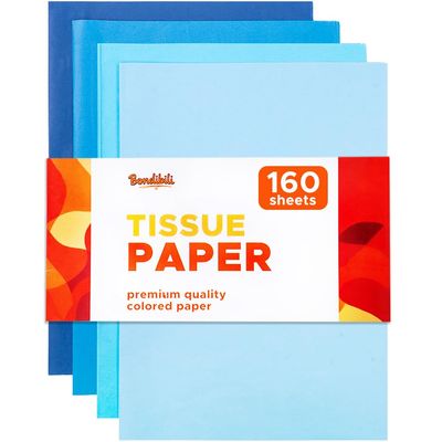 160 Sheets Blue Tissue Paper for Gift Bags, 20"x14" - Acid Free Wrapping Tissue Paper Bulk for Crafts Packaging Birthday Baby Shower Bachelorette Bridal Shower Father Day Blue Party Decorations