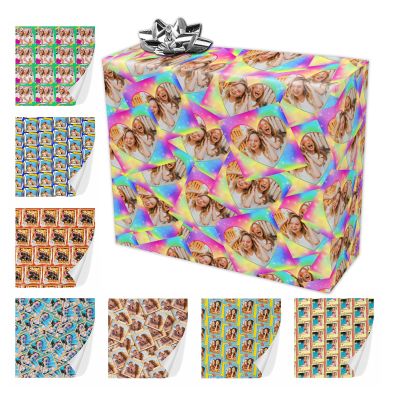 Custom Christmas Wrapping Paper with Picture, Personalized Gift Wrapping Paper Roll Customized Gifts Wrapped Decor for Mom Dad Family Friends Birthday 58x23 Inch Per Roll