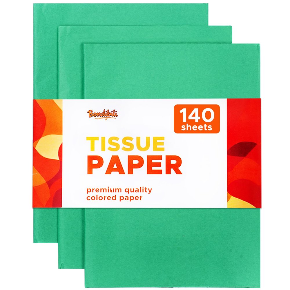 140 Sheets Green Tissue Paper for Gift Bags Bulk, 20"x14" - Acid Free Wrapping Tissue Paper for Crafts, Party Decors for Saint Patrick's Day, Birthday, Wedding, Christmas