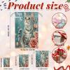Aglebo Rose Watercolor Cat Reusable Christmas Gift Bag Set with Drawstring 16" x 12" Xmas Treats Bags Funny Design for Party Birthday Xmas Presents Wrapping Bags (1 Pack) view 2