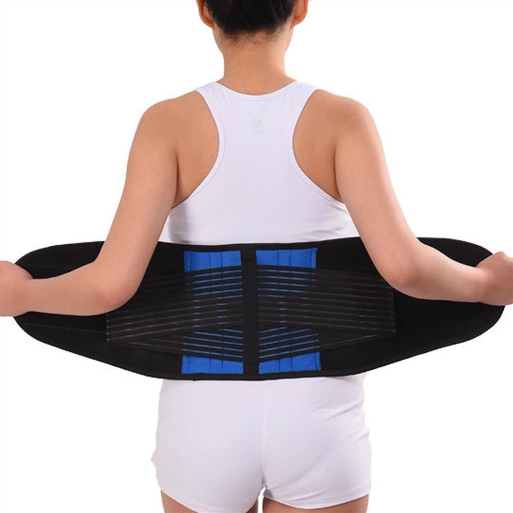 DJVHSRI Plus Size Back Pain Relief Age Belt - Men & Women's Lower Back Brace with Double Pull, Breathable Waist Rt for Herniated Disc & SciaticaBlack+Blue-Small
