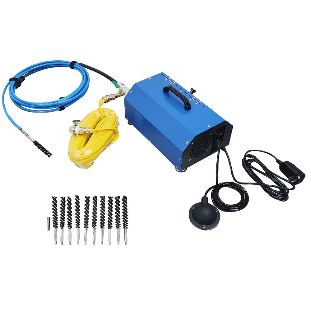 Banfluxion Condenser Tube Cleaning Machine 110V/220V for 0.6-0.7 Inch Pipe, HVAC Heat Exchanger Cleaner with Water Spray & Adjustable Speed, Portable Chiller Air Conditioner Pipe Descaling Tool