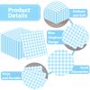 100 Pcs Blue Gingham Napkins Disposable, 6.5 Inch Blue and White Paper Napkins Scalloped Checkered Napkins for Wedding Birthday Baby Shower Picnic Party Supplies view 3