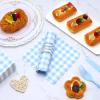 100 Pcs Blue Gingham Napkins Disposable, 6.5 Inch Blue and White Paper Napkins Scalloped Checkered Napkins for Wedding Birthday Baby Shower Picnic Party Supplies view 4