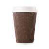 [1000 SET]Harvest Pack 12 oz Disposable Coffee Cups, Insulated Ripple Double-Walled Paper Cups with White Lids, Brown Geometric, Leak-Proof Drinking Cups for Tea Hot Chocolate Drinks To go coffee cups view 1