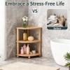 ACUEL Poly Lumber 3-Tier Corner Shower Caddy Stand, HIPS Waterproof Free Standing Bathroom Corner Shelf for Inside Shower, Anti-Slip Feet Space-Saving Shower Organizer & Storage, Kitchen, Living Room view 2