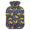 1 L Hot Water Bottle Fox Flower Hot Water Bottle with Cover Soft Velvet Leak Proof Screw Plug Best for Winter Sports Outdoors