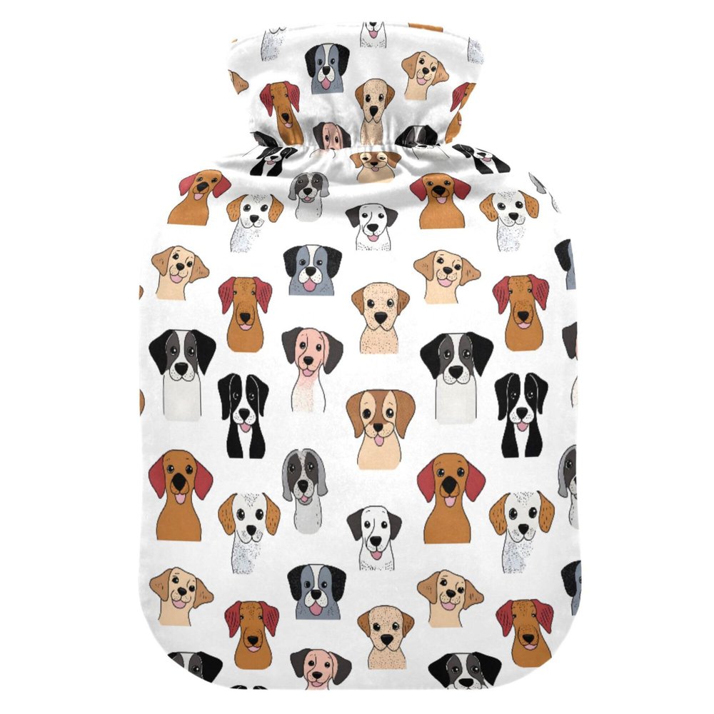 1 L Hot Water Bottle Dog Hot Water Bottle with Cover Soft Velvet Leak Proof Screw Plug Best for Winter Sports Outdoors