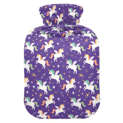 1 L Hot Water Bottle Unicorn Hot Water Bottle with Cover Soft Velvet Leak Proof Screw Plug Best for Winter Sports Outdoors