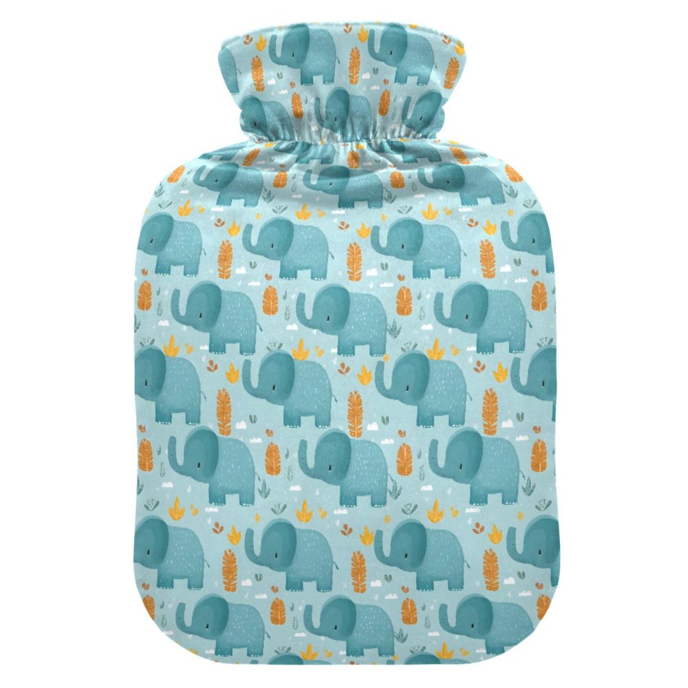 1 L Hot Water Bottle Elephant Hot Water Bottle with Cover Soft Velvet Leak Proof Screw Plug Best for Winter Sports Outdoors