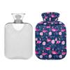 1 L Hot Water Bottle Flowers Flamingo Hot Water Bottle with Cover Soft Velvet Leak Proof Screw Plug Best for Winter Sports Outdoors view 2