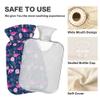 1 L Hot Water Bottle Flowers Flamingo Hot Water Bottle with Cover Soft Velvet Leak Proof Screw Plug Best for Winter Sports Outdoors view 3