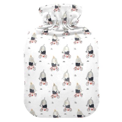 1 L Hot Water Bottle Elephants Cute Hot Water Bottle with Cover Soft Velvet Leak Proof Screw Plug Best for Winter Sports Outdoors