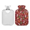 1 L Hot Water Bottle Penguin Christmas Tree Hot Water Bottle with Cover Soft Velvet Leak Proof Screw Plug Best for Winter Sports Outdoors view 2