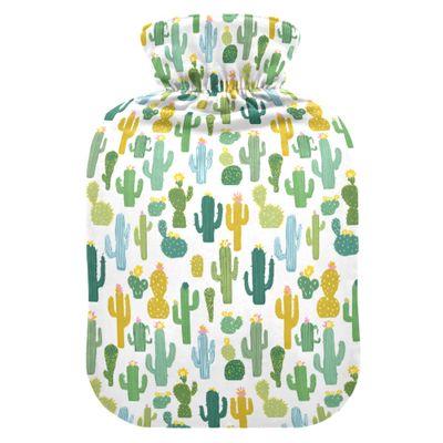 1 L Hot Water Bottle Simple Cactus Hot Water Bottle with Cover Soft Velvet Leak Proof Screw Plug Best for Winter Sports Outdoors