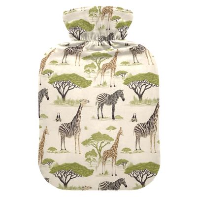 1 L Hot Water Bottle Giraffe and Zebra Hot Water Bottle with Cover Soft Velvet Leak Proof Screw Plug Best for Winter Sports Outdoors