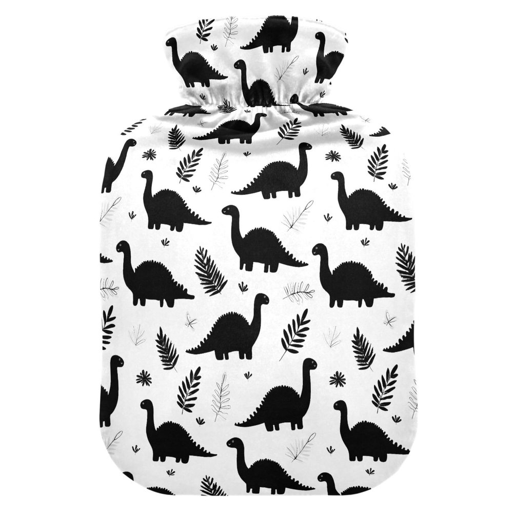 1 L Hot Water Bottle Dinosaur Hot Water Bottle with Cover Soft Velvet Leak Proof Screw Plug Best for Winter Sports Outdoors
