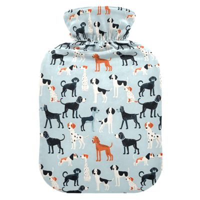 1 L Hot Water Bottle Dalmatian Dog Hot Water Bottle with Cover Soft Velvet Leak Proof Screw Plug Best for Winter Sports Outdoors