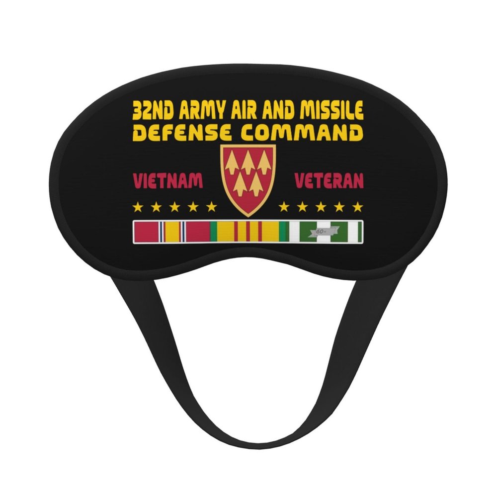 32nd Air and Missile Defense Command Vietnam Veteran Polyester Satin 3PCS Blackout Sleep Mask Adjustable Strap Men Women Comfortable Eyeshade Night Travel6