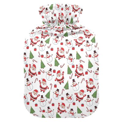 1 L Hot Water Bottle Gift Christmas Santa Claus Snowman Hot Water Bottle with Cover Soft Velvet Leak Proof Screw Plug Best for Winter Sports Outdoors