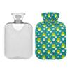 1 L Hot Water Bottle Cute Frog Daisy Hot Water Bottle with Cover Soft Velvet Leak Proof Screw Plug Best for Winter Sports Outdoors view 2