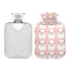 1 L Hot Water Bottle Lamb Pink Polka Dots Hot Water Bottle with Cover Soft Velvet Leak Proof Screw Plug Best for Winter Sports Outdoors view 2