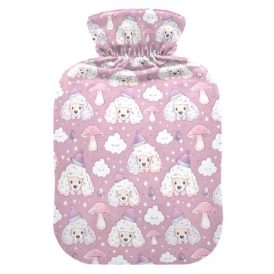 1 L Hot Water Bottle Lamb Dog Cloud Hot Water Bottle with Cover Soft Velvet Leak Proof Screw Plug Best for Winter Sports Outdoors