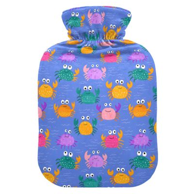 2 L Hot Water Bottle Crab Colorful Hot Water Bottle with Cover Soft Velvet Leak Proof Screw Plug Best for Winter Sports Outdoors