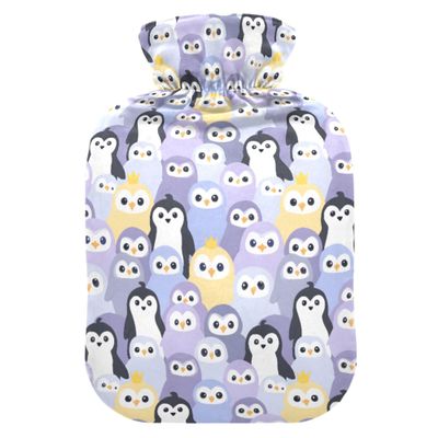 1 L Hot Water Bottle Penguins Hot Water Bottle with Cover Soft Velvet Leak Proof Screw Plug Best for Winter Sports Outdoors