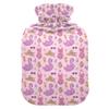 2 L Hot Water Bottle Purple Flamingo Swim Ring Hot Water Bottle with Cover Soft Velvet Leak Proof Screw Plug Best for Winter Sports Outdoors view 1