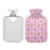 2 L Hot Water Bottle Purple Flamingo Swim Ring Hot Water Bottle with Cover Soft Velvet Leak Proof Screw Plug Best for Winter Sports Outdoors view 2
