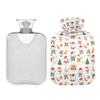 2 L Hot Water Bottle Snowman Santa Claus Summer Hot Water Bottle with Cover Soft Velvet Leak Proof Screw Plug Best for Winter Sports Outdoors view 2