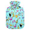 1 L Hot Water Bottle Flamingo Beasts Hot Water Bottle with Cover Soft Velvet Leak Proof Screw Plug Best for Winter Sports Outdoors view 1