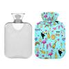 1 L Hot Water Bottle Flamingo Beasts Hot Water Bottle with Cover Soft Velvet Leak Proof Screw Plug Best for Winter Sports Outdoors view 2